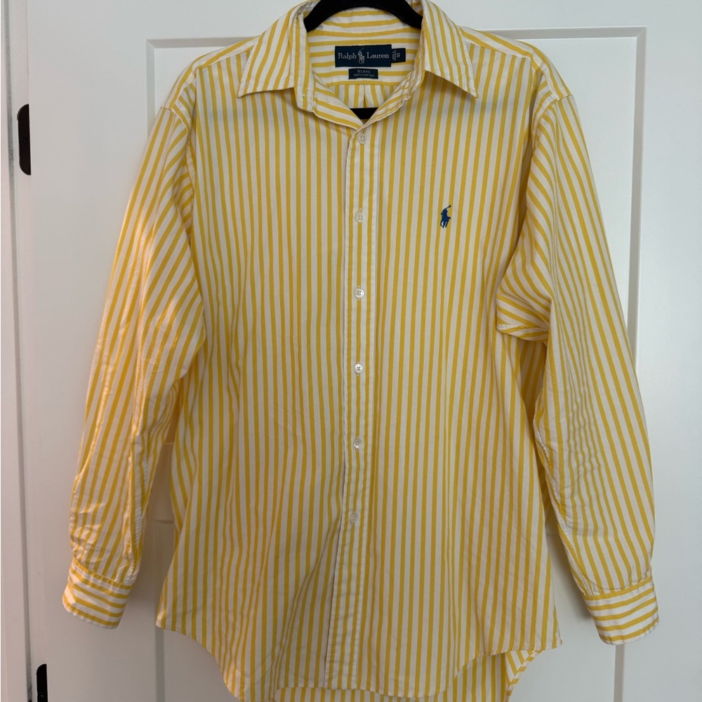 Ralph Lauren Yellow and White Striped Button Down